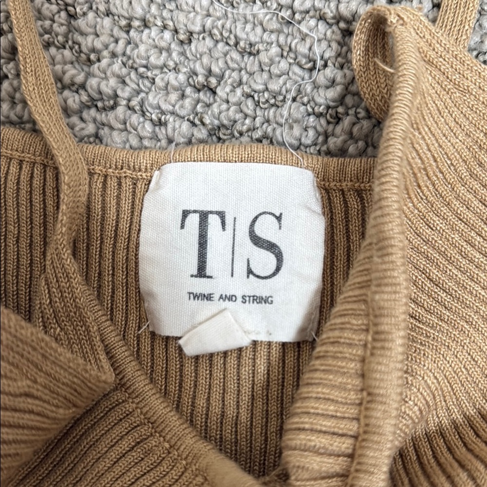 Tan Ribbed Spaghetti Strap Top - Picture 2 of 3